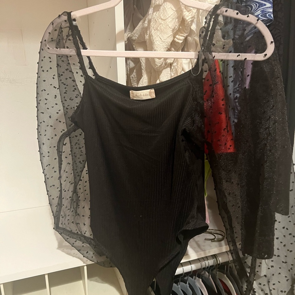 Altar’d State Bodysuit with Polka Dot Puff Sleeves